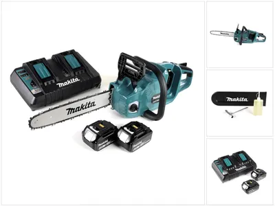 Obrázek produktu pro Makita DUC 355 PG2 Akumulátorová řetězová pila 36V ( 2x18V ) Bezkartáčová 35 cm + 2x 6,0 Ah baterie + dvojitá nabíječka