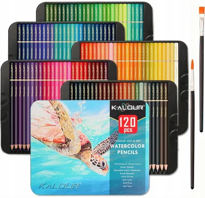 Produktbild von KALOUR 120 Aquarell Buntstifte Set – 120 Wasservermalbare Farben Kuenstler