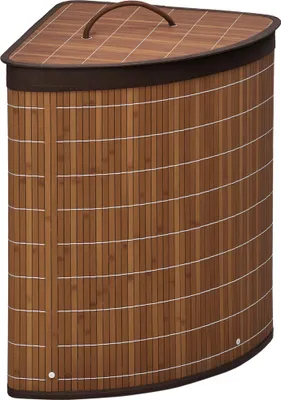 Image de Panier à linge HOMCOM 55 L avec couvercle et poignée, en bambou, marron