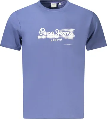 Produktbild von Herren Kurzarm T-Shirt Blau aus Baumwolle mit Logo-Druck