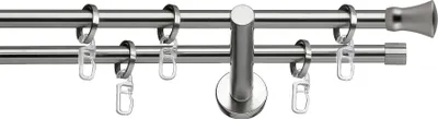 Produktbild von SN Deco - Stilgarnitur Rom, 16 mm, 2-Lauf, edelstahl optik, 400 cm (4x200 cm inkl. Verbinder), Komplettset mit Ringen