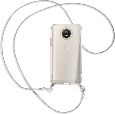 Produktbild von Handykette Backcover-Schutzhülle mit Band (Metall silberfarben) für Motorola Moto G5S - silberfarbene Kette Snake