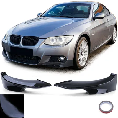 Productafbeelding van Voorbumperlip, zwarte glans, voor BMW 3-serie E92 E93, modeljaren 2010-2013, met M-pakket