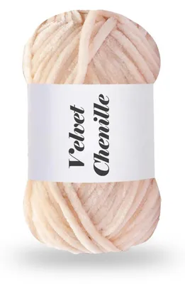 Immagine prodotto di Filato chenille, morbidissimo e vellutato, 100g, color beige, ideale per lavorare a maglia e all'uncinetto