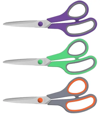 Produktbild von 3-teiliges Set bestehend aus Haushaltsschere, Küchenschere und Stoffschere, aus Edelstahl, 20,2 cm, extra scharfe Klinge, rostfrei, robuster Kunststoffgriff.