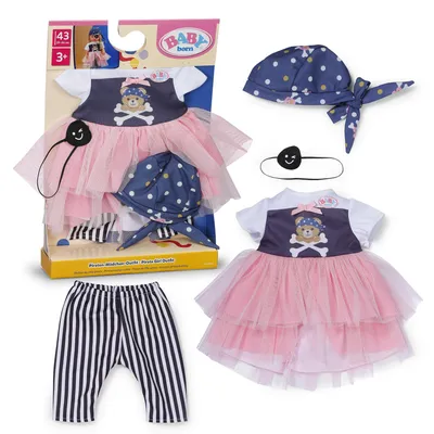 Produktbild von BABY born Piraten-Outfit mit Kleid, Hose & Augenklappe für 43 cm Puppen