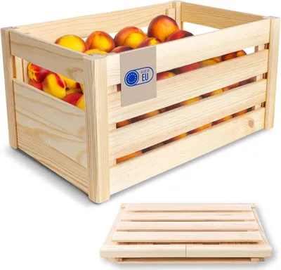 Zdjęcie produktu dla Creative Deco Składana Skrzynka Drewniana | 46x29,5x23,5 cm | Łatwy Montaż bez Narzędzi | Pudełko na Owoce, Warzywa, Zabawki | Organizer Dekoracyjny, na Prezent