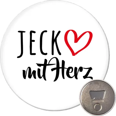 Produktbild von Huuraa Magnet Jeck mit Herz 59mm Kühlschrankmagnet rund Flaschenöffner Geschenkidee