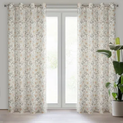Produktbild von Eurofirany 441983, Durchscheinend, Beige, Muster, Polyester, Öse, 140 g/m²