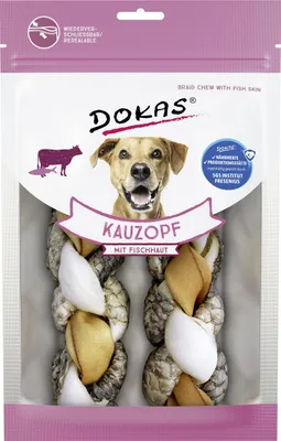 Produktbild von Dokas Kauzopf mit Fischhaut, Leckerli, Hund, Adult, Fisch, 120 g
