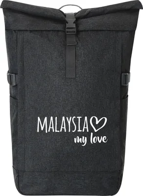 Produktbild von Huuraa Kurierrucksack Malaysia my love 30-44 Liter Black Melange Fairtrade Rolltop Rucksack Geschenkidee