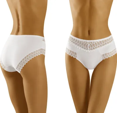 Produktbild von Wolbar Damen Slip Unterhose Ajour-Spitze hoch Unterwäsche WB416 , weiß, L