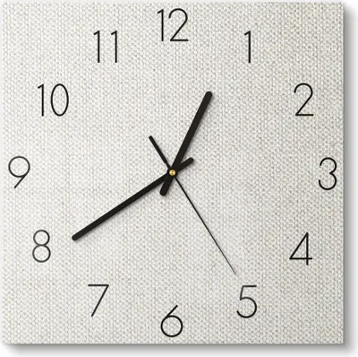 Produktbild von DEQORI Glasuhr 30x30 cm Zahlen 'Leinengewebe Nahaufnahme' Wanduhr Glas Uhr Design leise
