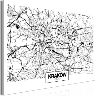 Produktbild von Italienischer Leinwand Leinwandbild - City Plan: Krakow (1 Part) Wide 60x40 cm Städte d-A-0103-b-a