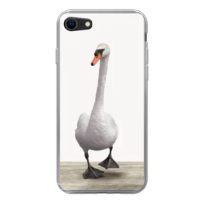 Produktbild von MuchoWow® Handyhülle Schutzhülle Hülle für iPhone SE 2020 Schwan - Tiere - Vogel - Jungen - Mädchen - Kinder Silikon Softcase Handy Hülle - Kartenbesitzer