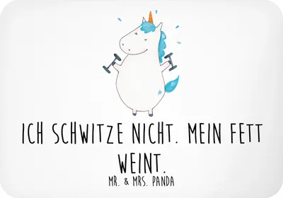 Produktbild von Mr. & Mrs. Panda Kühlschrankmagnet Einhorn Fitness - Weiß - Geschenk, Gym, Sport, Unicorn, haftmagnet, Notizhalter, büromagnet, Pumpen, magnet, Fitnessstudio