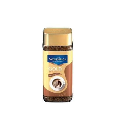 A jar of Movenpick Gold Original instant coffee.