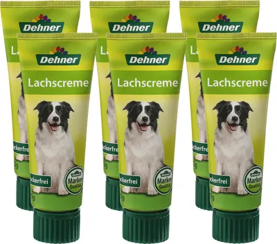 Produktbild von Dehner Lieblinge Hundesnack, Leckerli Creme zuckerfrei, Lebensmittelqualität, Lachs, in Tube, 6 x 75 g (450 g)