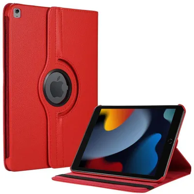 Image de Coque pour iPad 10,2 Pouces (2019/2020/2021) Protection Anti-Rayures Etui Rotatif 360° - Rouge