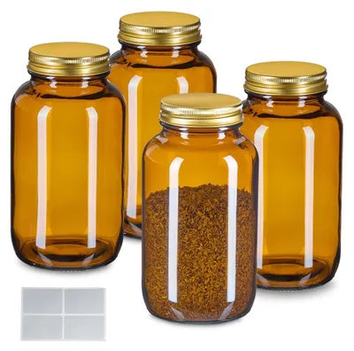 Produktbild von Braunglasgefäße 400 ml, Weithals, luftdichter Verschluss