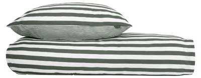 Produktbild von SCHIESSER Bettwäscheset Marie | Renforcé | 2-teilig | Streifenmuster | 100% Baumwolle | Weich und glatt | YKK-Reißverschluss | 135x200 cm + 80x80 cm | Dunkelgrün