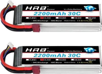 Image de Accu RC LiPo, 11,1V 2200mAh, vitesse de décharge 30C, 3s 2200mah T 2 pièces