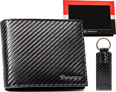 Productafbeelding van Herenvetboek van leer met een elegant patroon - Rovicky