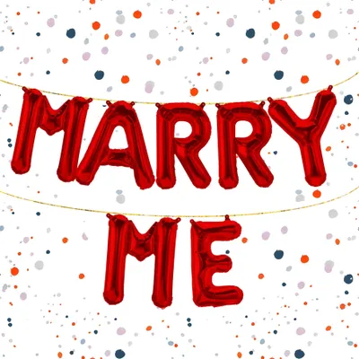 Image de Ballon en aluminium avec inscription « Marry Me », rouge, env. 40 cm, à gonfler à l'air