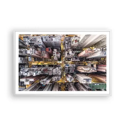 Produktbild von Gerahmtes Poster - Weißer Rahmen - Metropole Luftaufnahmen Straße - 91,5x61 cm - Wand Bild - Wanddeko - Wandbilder - Kunstposter - Wandposter - Bilderrahmen - Bilder - Kunstdruck - P2WAA91x61-4507