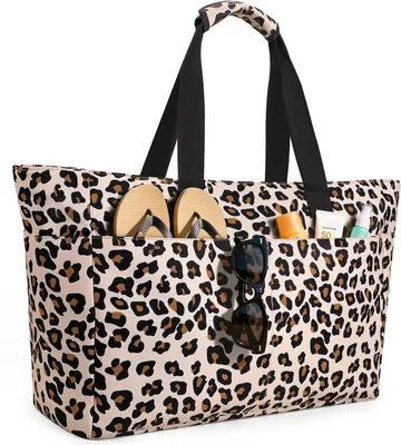 Produktbild von Strandtasche XXL Familie, Groß Strandtasche mit Reißverschluss Wasserdicht Sanddicht, Handtasche Umhängetasche Damen 45L, Faltbar Ultraleicht Badetas
