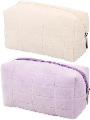 Immagine prodotto di Trousse da trucco da donna, beauty case da viaggio, organizer morbido e portatile dal design moderno con 2 scomparti - Multicolore