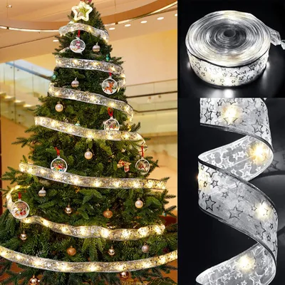 Weihnachtsband-Lichterkette, 5 m, 50 LEDs, warmweiß, glänzend