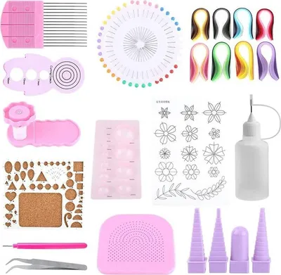 Produktbild von Quilling Bastelset für Kinder - Papierrollen & Werkzeuge, Kreativset - Für Feinmotorik, Kunstunterricht & Eltern-Kind-Aktivität