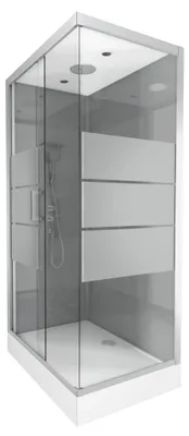 Immagine prodotto di Doccia completa MARWELL Doccia completa Grey River 2 Rettangolo 80 x 110 x 215 cm - Set completo incl. piatto doccia e miscelatore - Doccia angolare con ingresso frontale - Cabina doccia con profili in alluminio di alta qualità