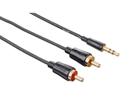 Obrázek produktu pro Hama 1.5m, 3.5mm/2xRCA, 3.5mm, Samec, 2 x RCA, Samec, 1,5 m, Černá