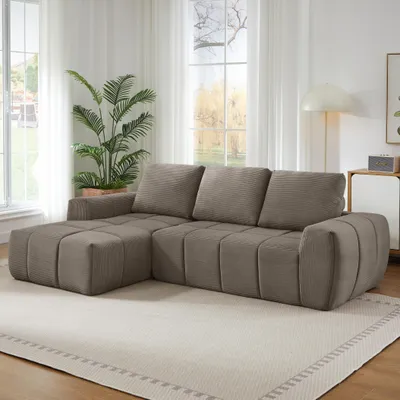Immagine prodotto di Divano componibile, divano angolare di grandi dimensioni, forma a "L", cuscini sfoderabili, non richiede montaggio (color kaki)