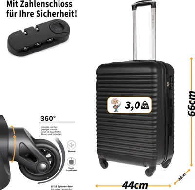 Produktbild von Christian Wippermann Großer L Koffer für Herren Damen 4 Rollen Hartschalenkoffer Reisekoffer 80L Volumen 44x66x28 cm