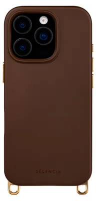 Image de Coque arrière magnétique MagSafe pour Apple iPhone 16 Pro Max, de la marque Selencia Rivièra, en couleur marron chocolat, avec des supports amovibles