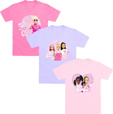 Produktbild von Barbie - T-Shirt für Kinder (3er-Pack) TC442 (128) (Pink/Hellrosa/Flieder)