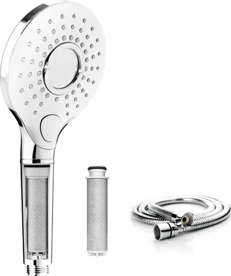 Produktbild von Rainsworth Duschkopf mit Filter Wassersparend Druckerhöhend H36807-3 Strahlarten Handbrause mit Schlauch 150cm, Duschbrause Kalkfilter, Chrom