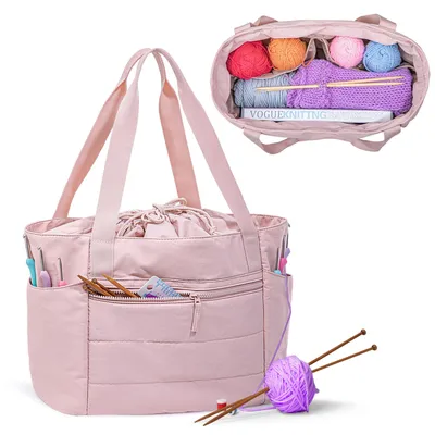 Große Wolltasche mit Kordelzug, rosa, 37,5 x 17,14 x 30,5 cm