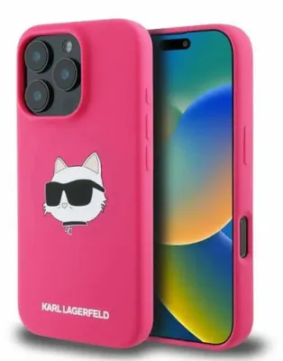 Produktbild von Karl Lagerfeld Klhmp16Xschpplf Iphone 16 Pro Max 6.9 Fuchsia/Fuchsia Hardcase Silikon Choupette Kopf Druck Magsafe