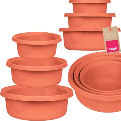 Produktbild von Hoga Schüssel Set Kunststoff Waschschüssel 2L 4L 6L Kupfer