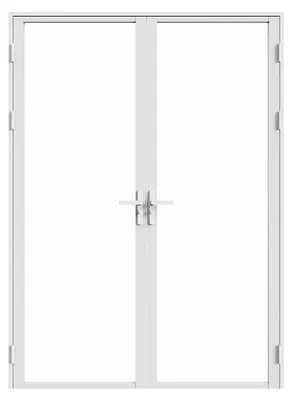 Produktbild von Tür-Set – zwei Flügel – wendbar – Aluminium & Sicherheitsglas – 2 x 204 x 83 cm – Weiß – LOXTON