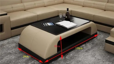Image de Table basse en cuir Table moderne en verre Tables design en verre Salon