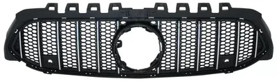 Zdjęcie produktu dla Grill chłodnicy do samochodu Mercedes A W177, wersja hatchback (kombi) V177 i sedan, produkowany od 04.2018 do 2022 roku, styl GT-R, kolor czarny z elementami chromowanymi.