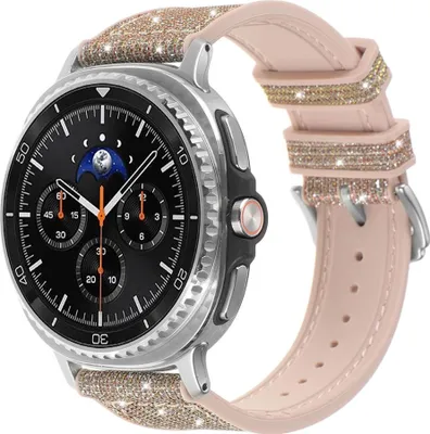 Image de Bracelet hybride en silicone pailleté pour Samsung Galaxy Watch 8 / 8 Classic, couleur or rose