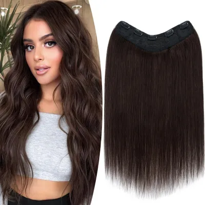 Produktbild von Clip in Extensions Echthaar Dunkelbraun 50 cm 70g Remy 5 Clips