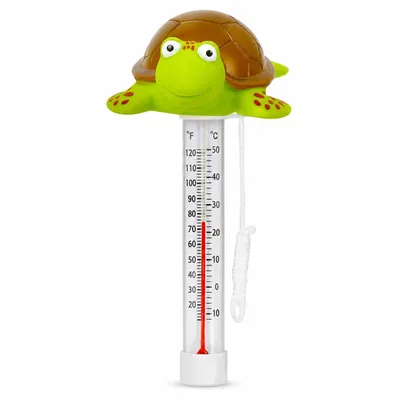 Produktbild von Poolthermometer Schwimmend Schildkröte Wassertemperaturmesser mit Großem Display und Seil für Pool Whirlpool Teich Kinderbecken