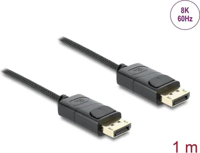 Produktbild von Delock Koaxiales DisplayPort Kabel 8K 60 Hz mit Geflechtmantel 1 m